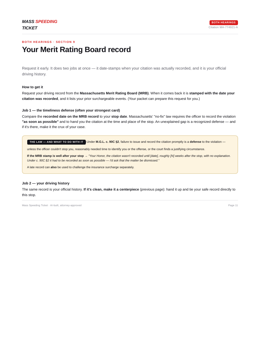 The Merit Rating Board timeliness defense
